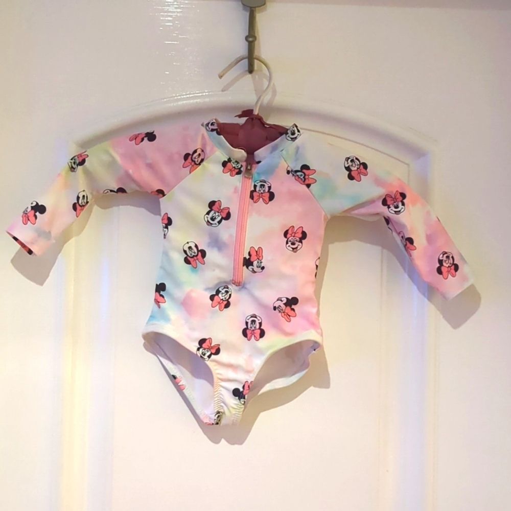 Disney Jr. Minnie Mouse One-Piece Swimsuit Rashguard